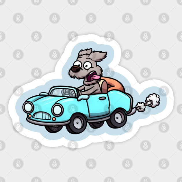 Dog Driving A Car Sticker by TheMaskedTooner